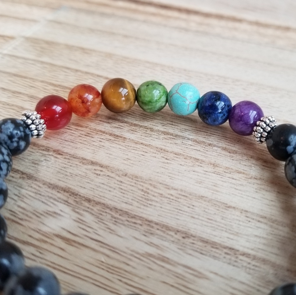 7 Chakra Bracelet with Black Howlite - Picture 5 of 7